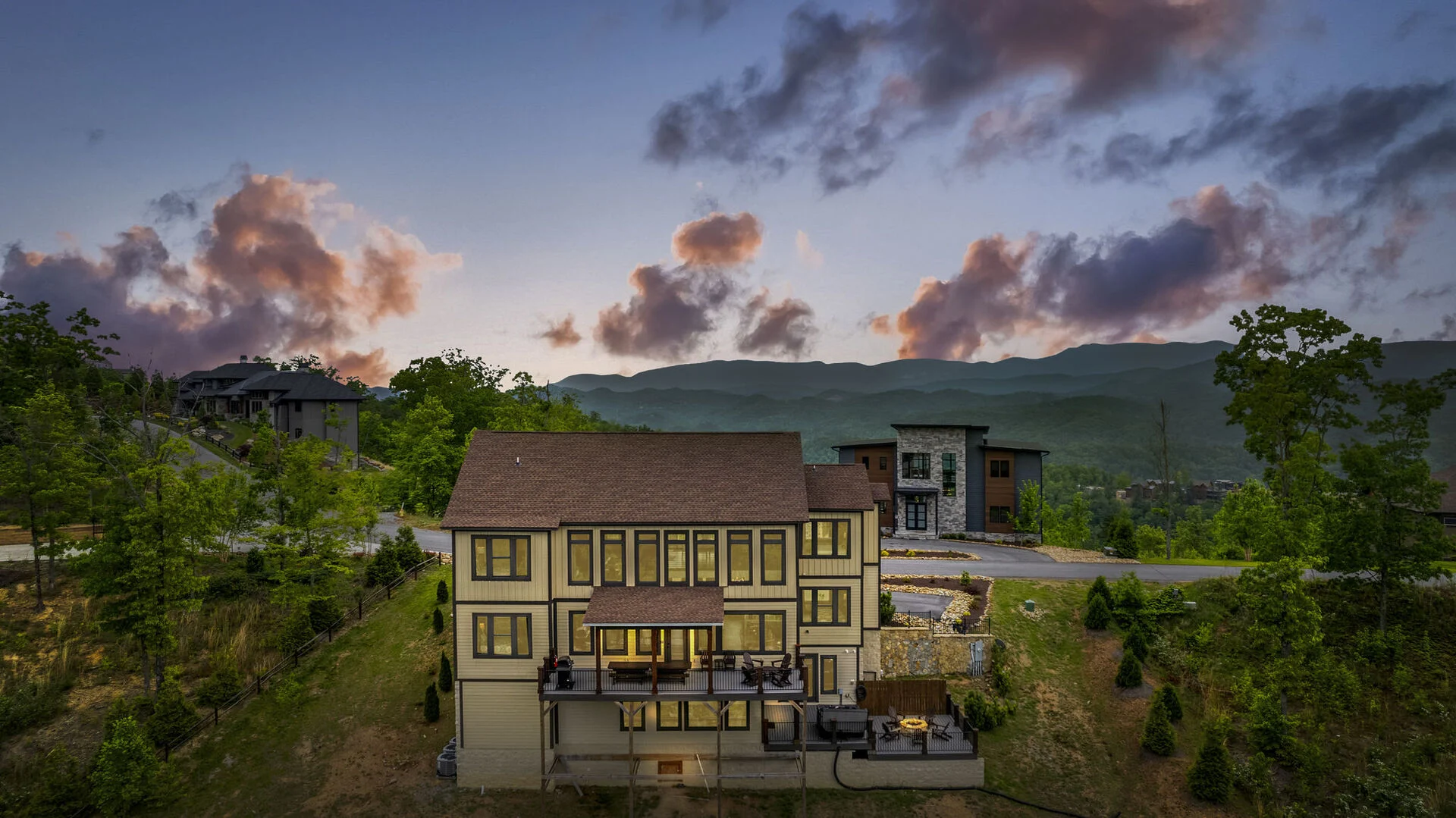 Summit 86 and Summit 85 — neighboring luxury cabins directly across the street at The Summit on Bluff Mountain
