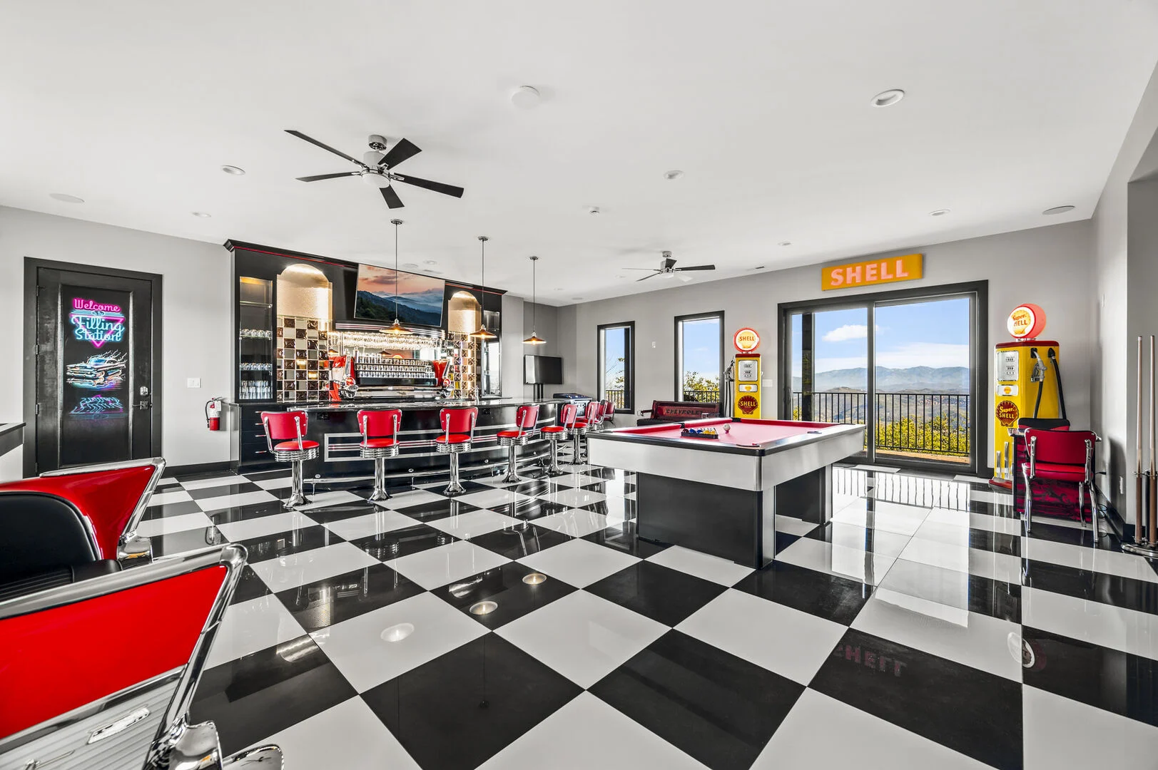 Majestic Paradise 50s car-themed diner bar and game room