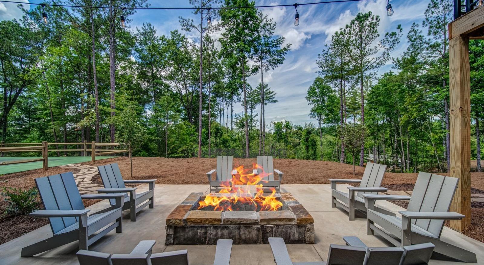 Firepit in ellijay cabin at Watersong